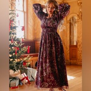 Ivy City Co Maroon Floral Maxi Dress